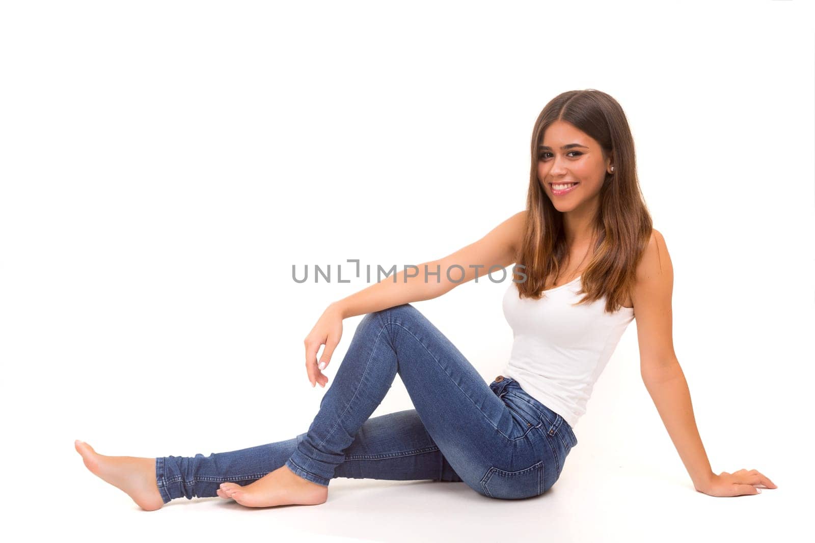 Studio shot of a beautiful young casual woman