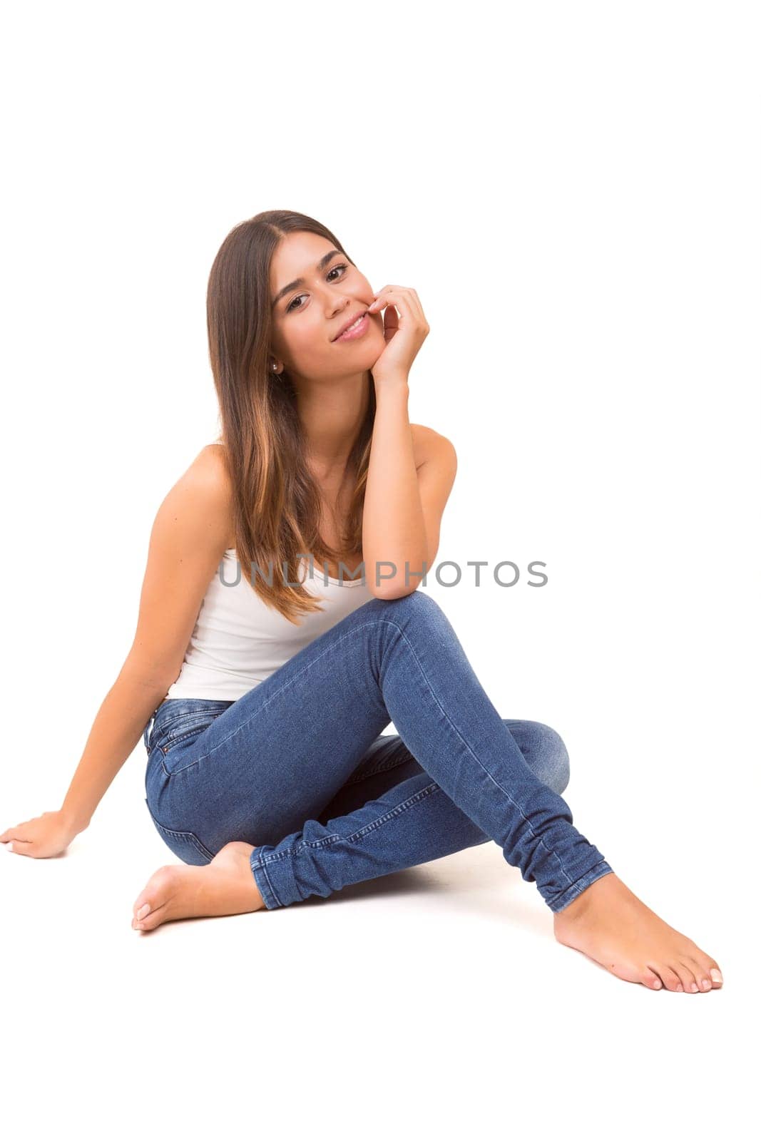 Studio shot of a beautiful young casual woman