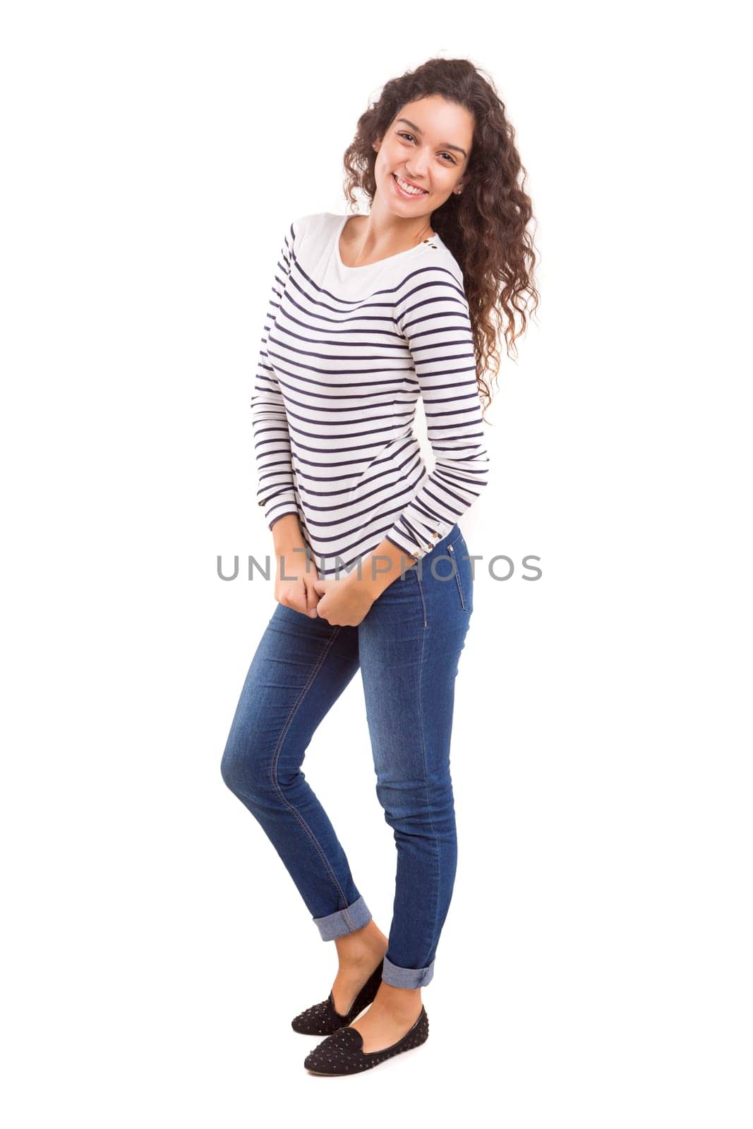 Studio shot of a beautiful young casual woman