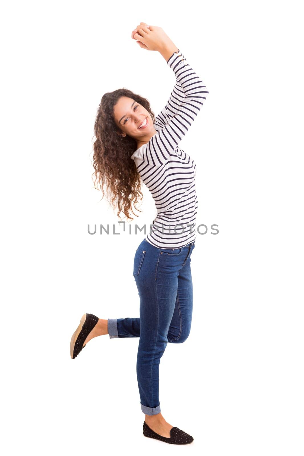 Studio shot of a beautiful young casual woman