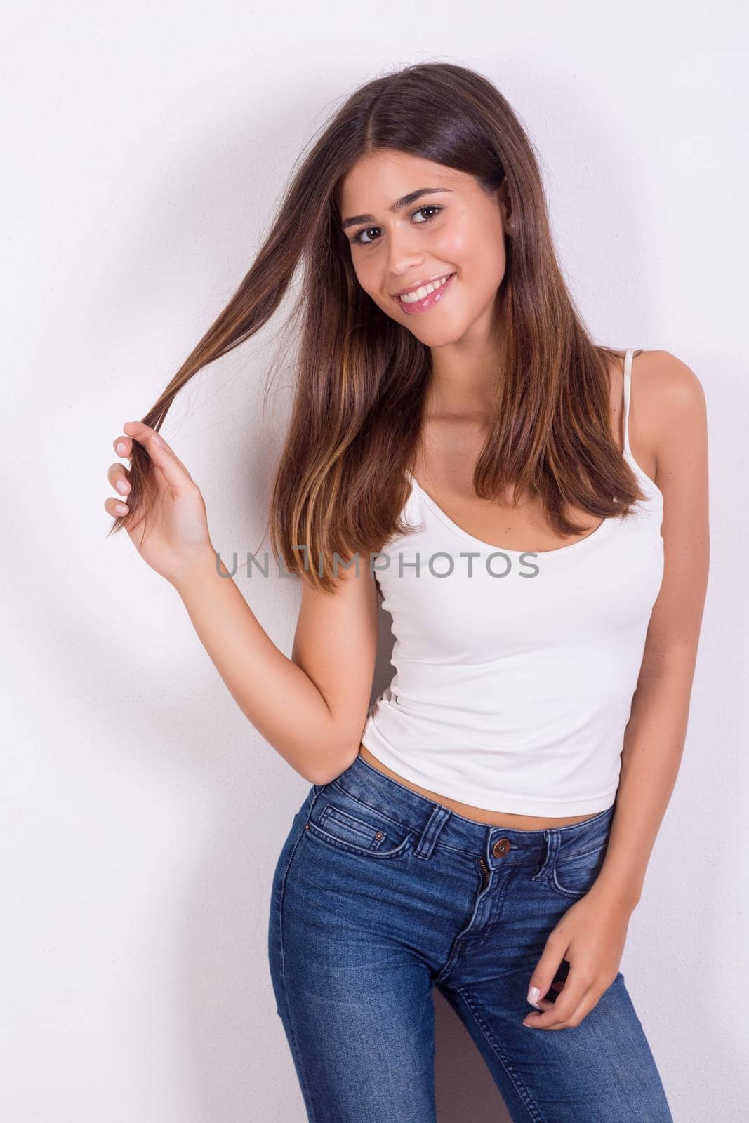 Studio shot of a beautiful young casual woman