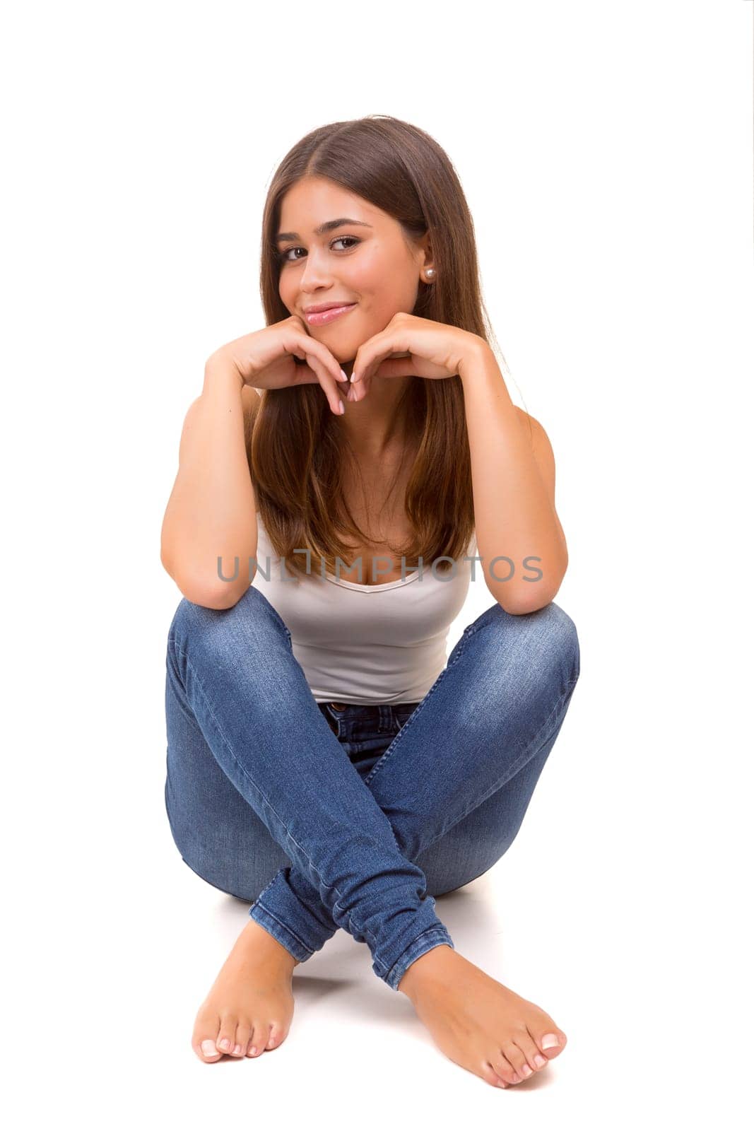 Studio shot of a beautiful young casual woman