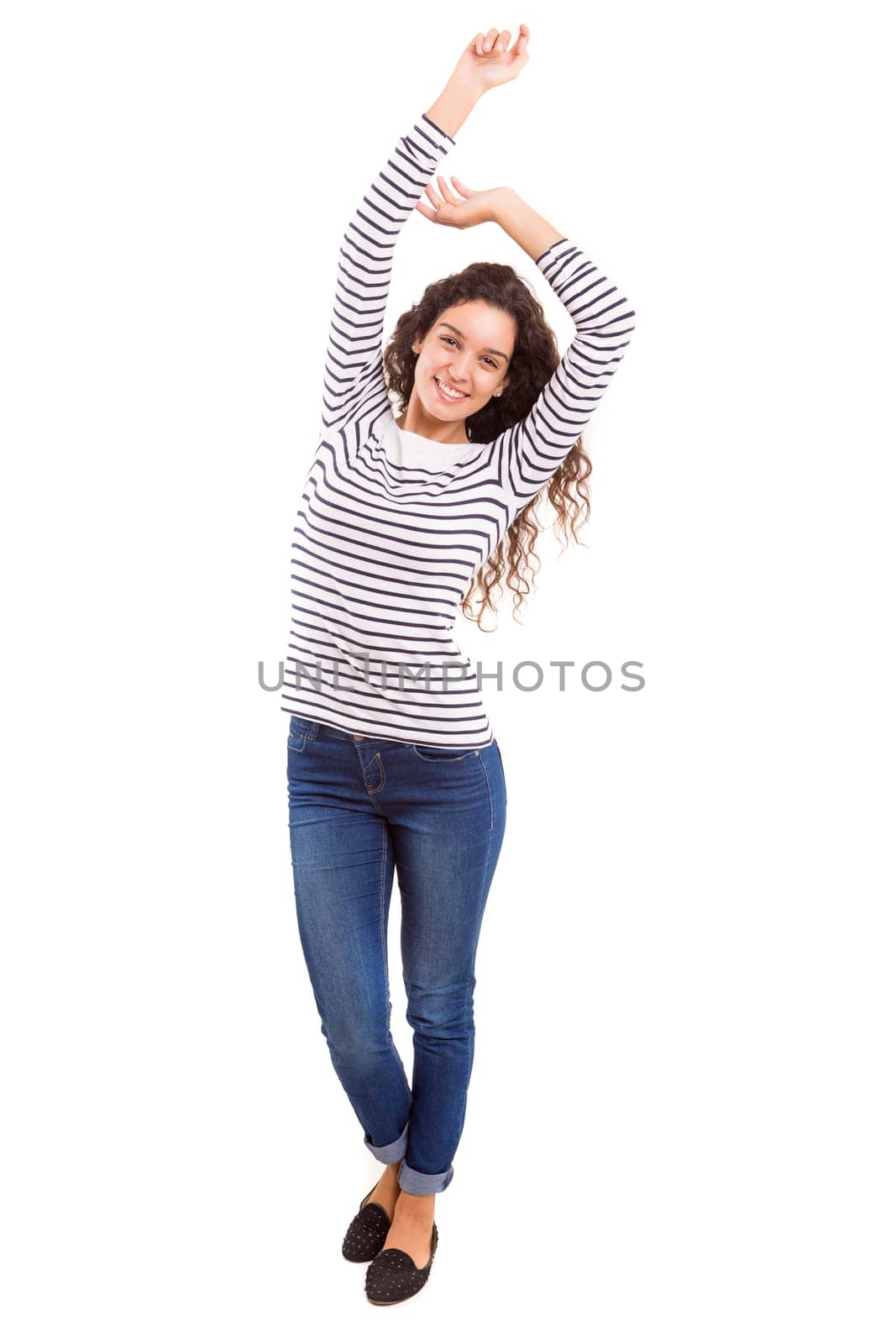 Studio shot of a beautiful young casual woman