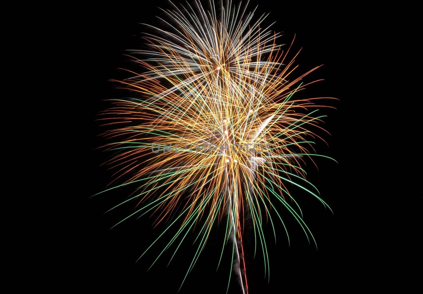 Close shot of some isolated fireworks in a typical festivity