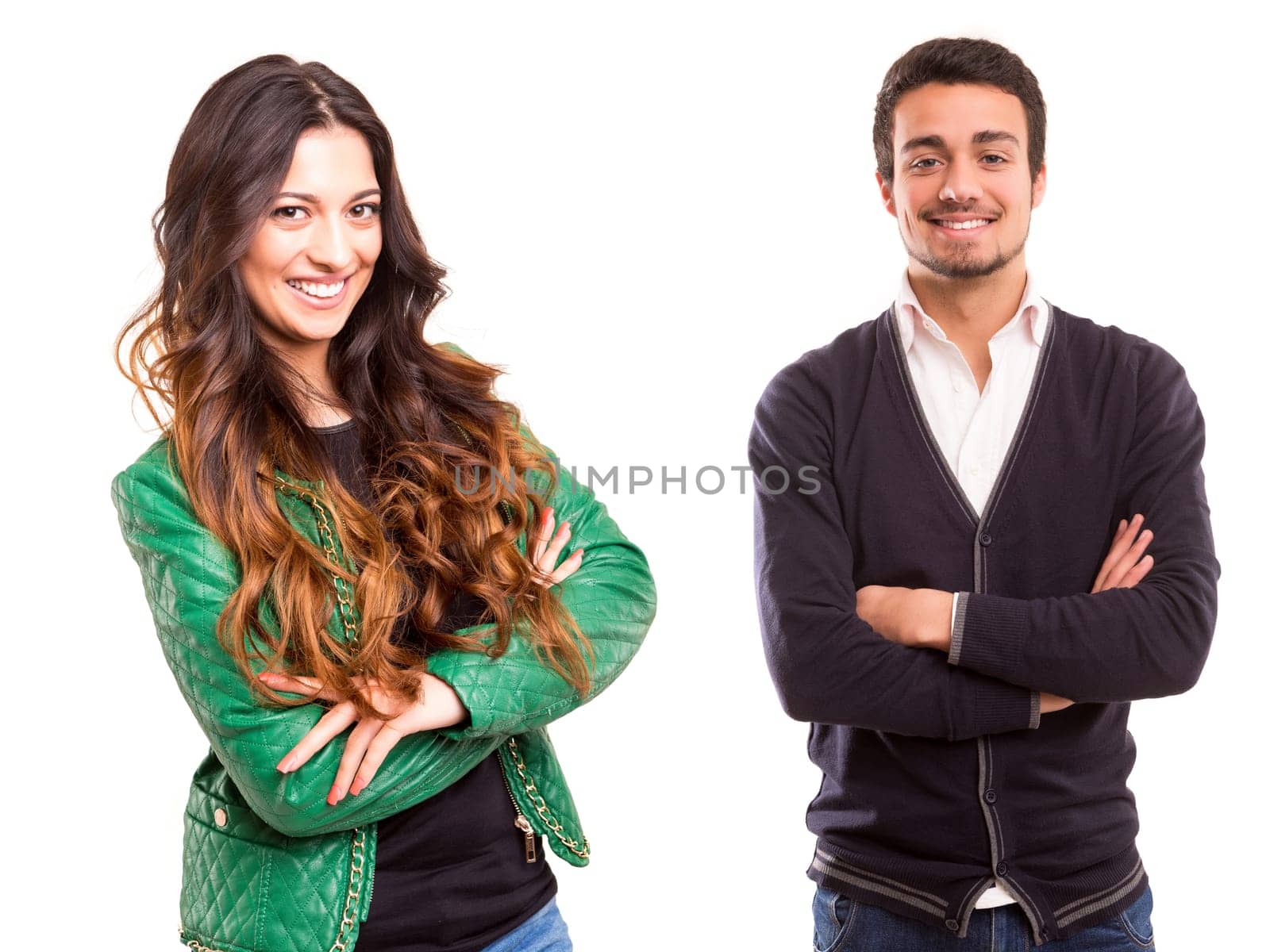 Studio picture of a man and woman, isolated over white