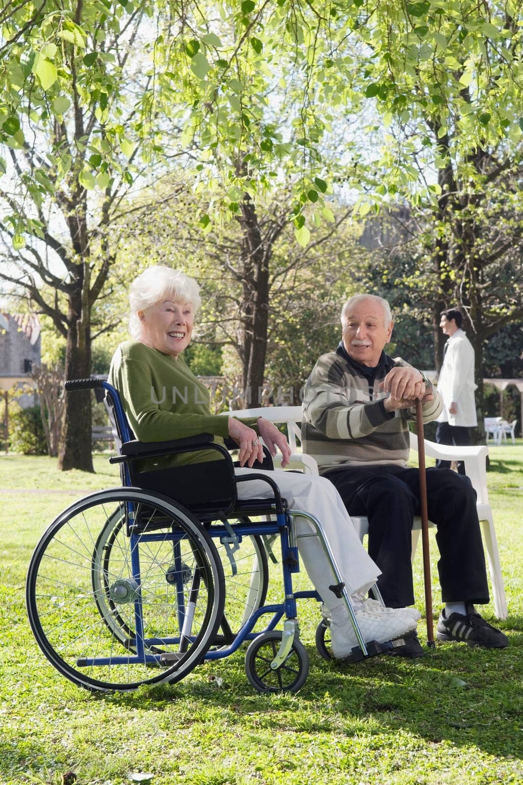 Couple sitting in a park