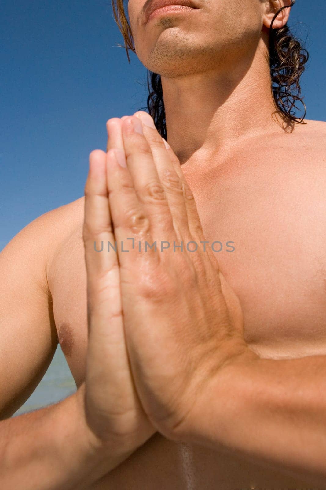 Close_up of a man meditating