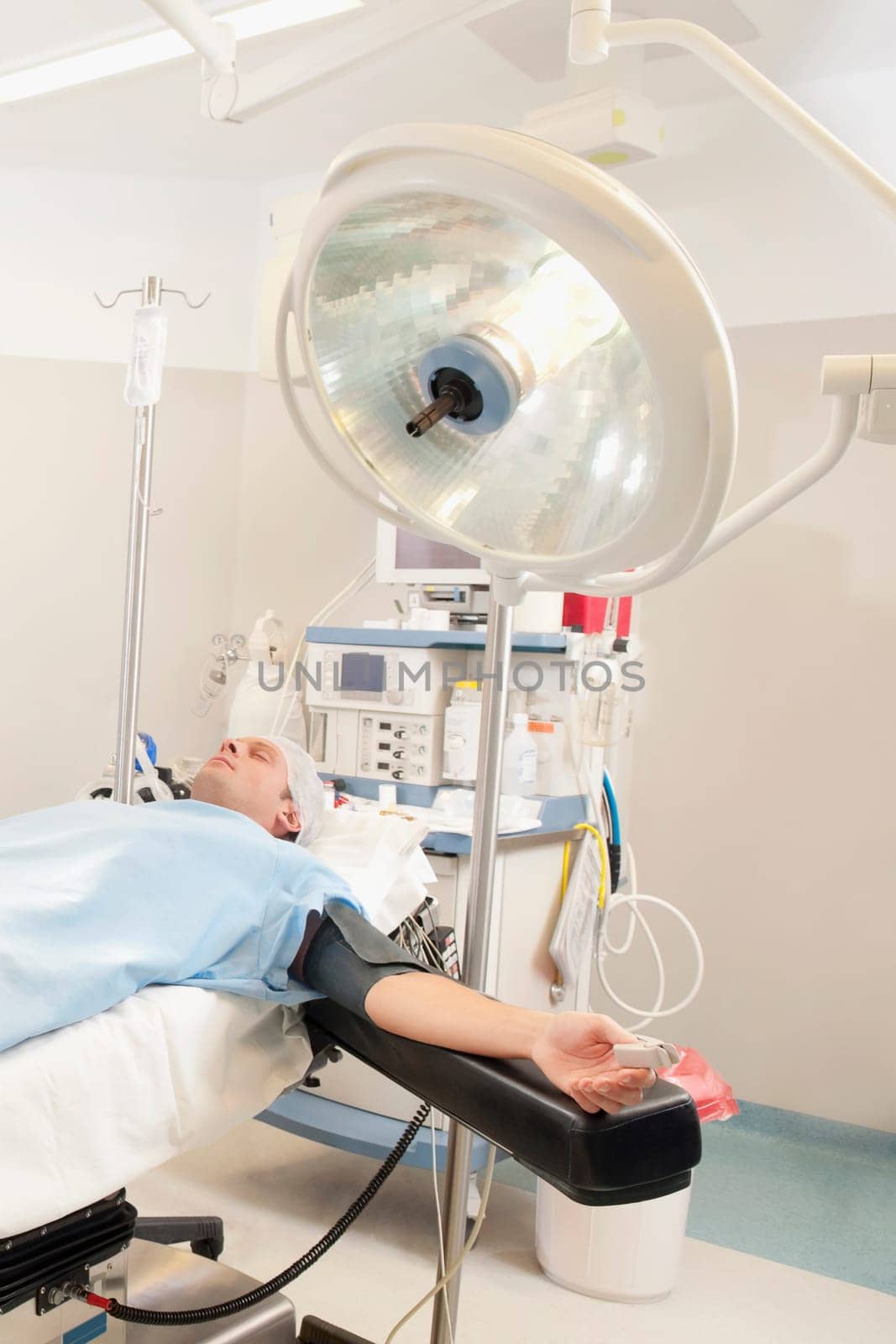 Patient lying on an operation table