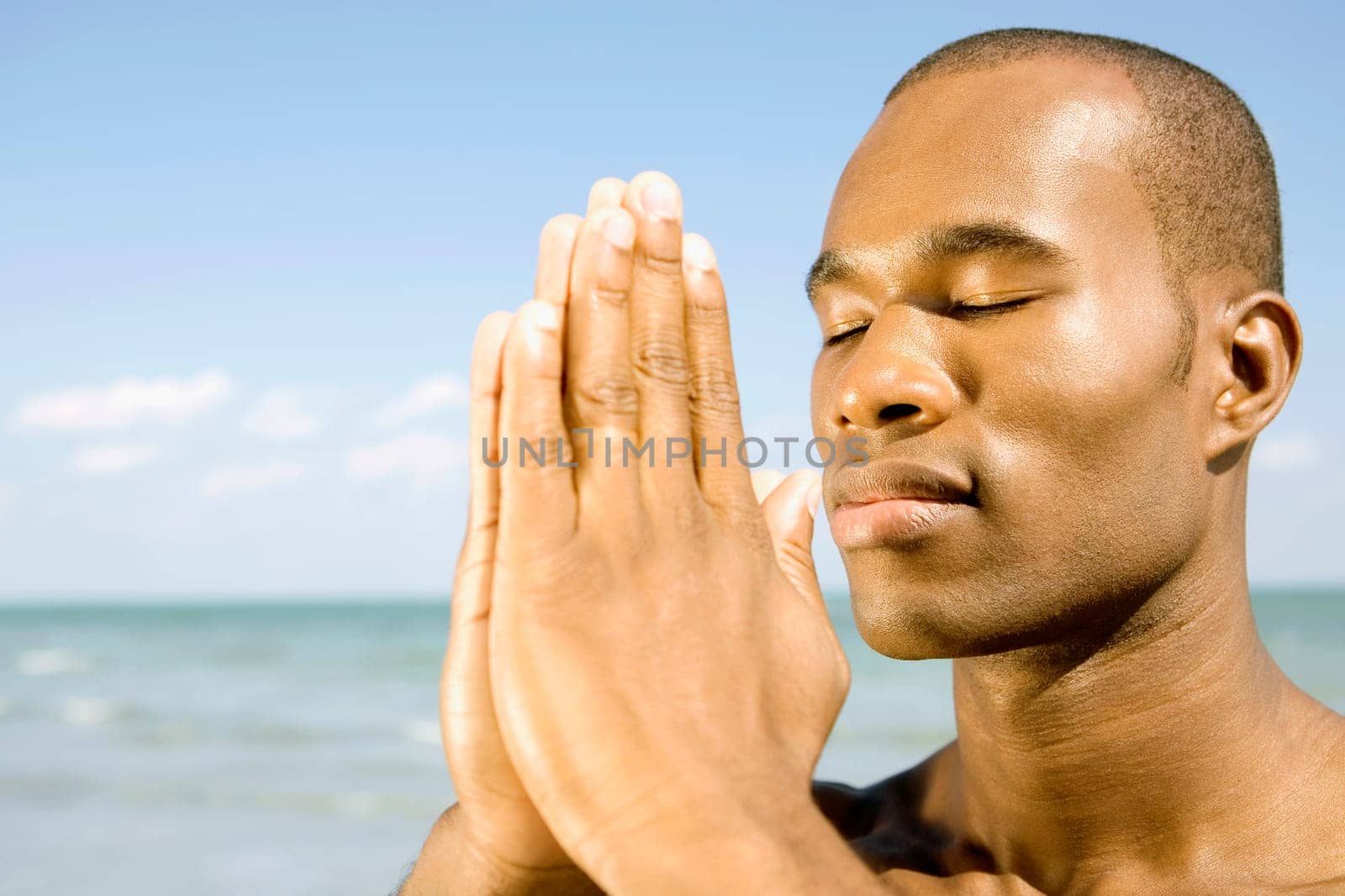 Close_up of a man meditating