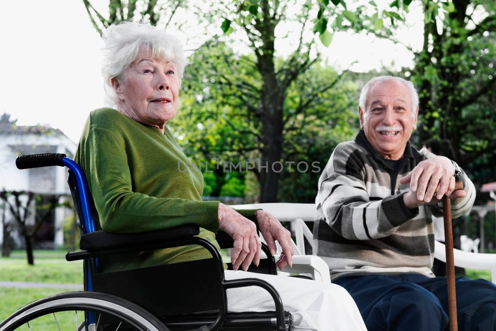 Couple sitting in a park