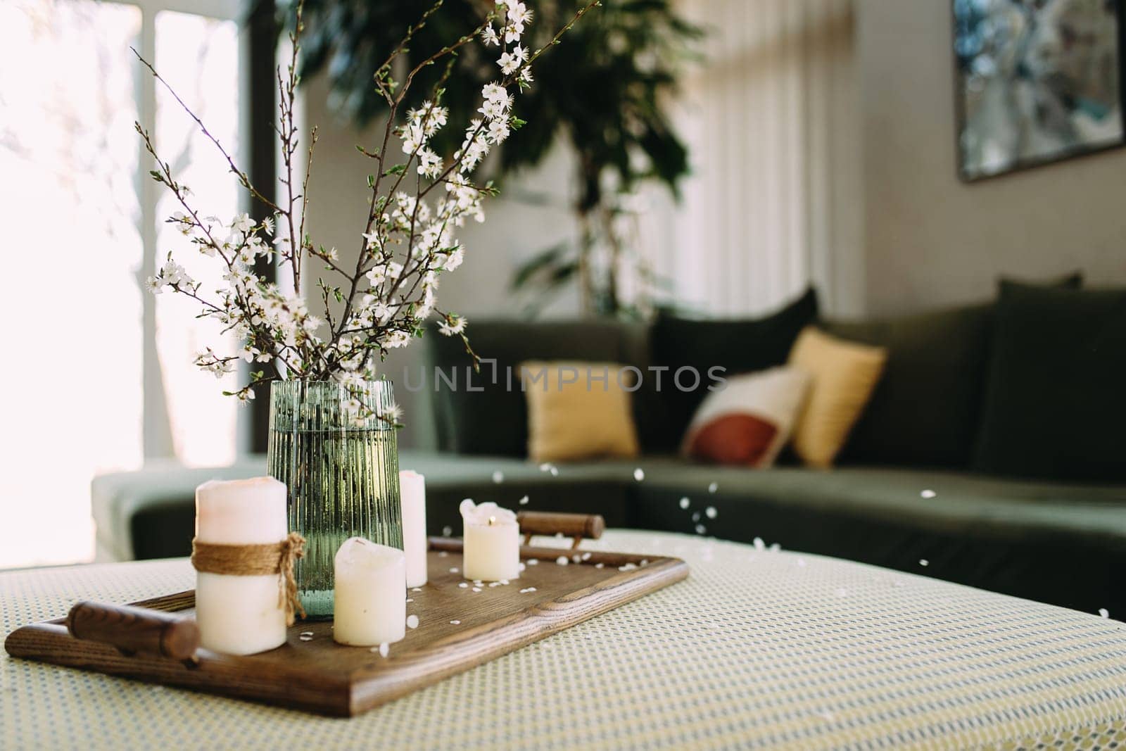 Comfort at home. Relaxing time with candles. High quality photo