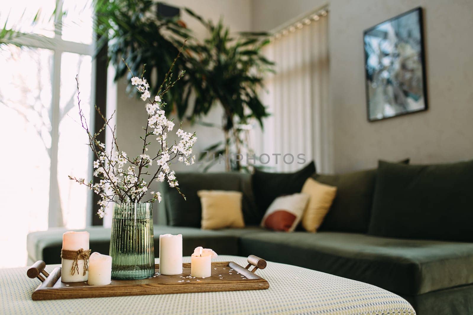 Comfort at home. Relaxing time with candles. High quality photo