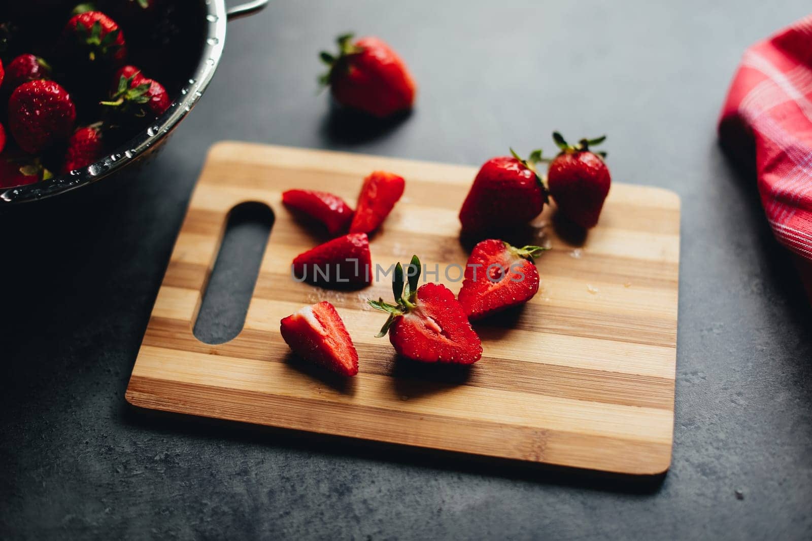 Cooking ingredients strawberry on the table desk. High quality photo