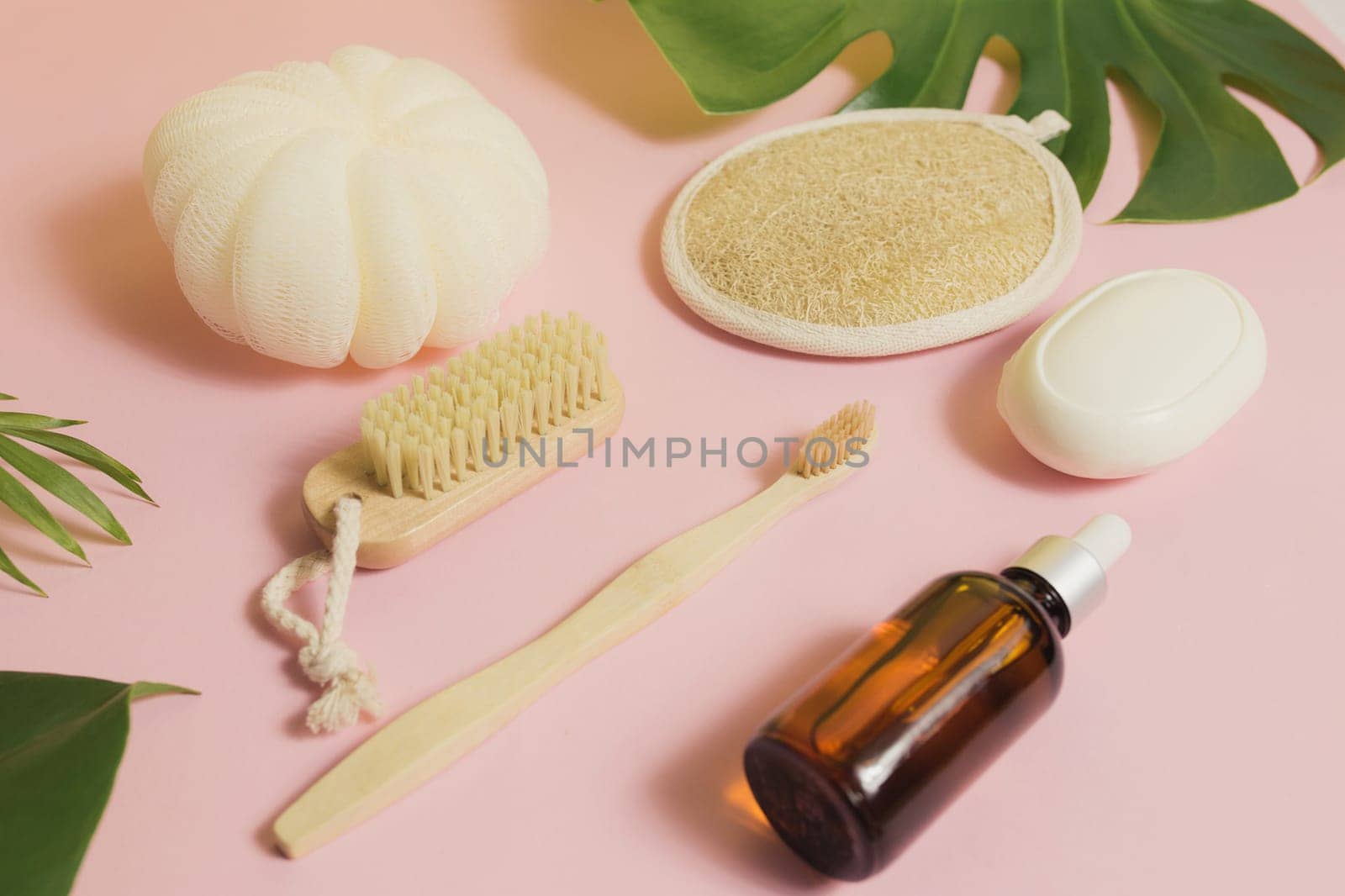 Natural bath accessories, set of natural bath accessories, eco-friendly products. High quality photo