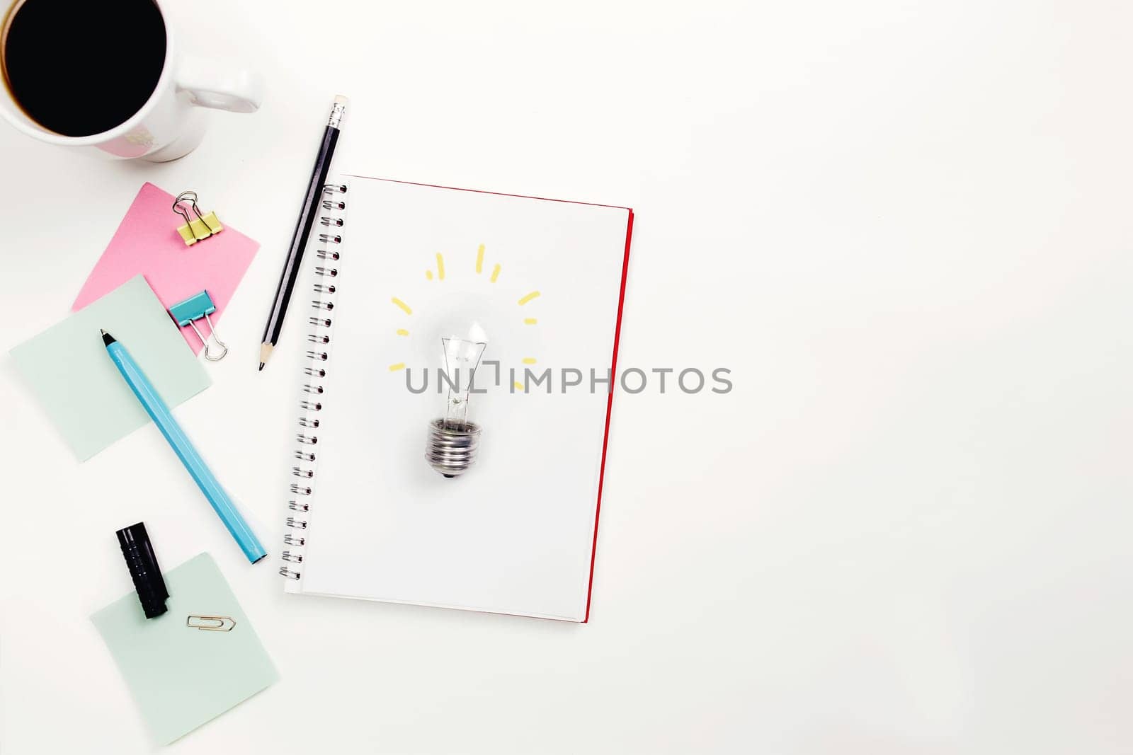 Notebook and pen on the table, idea at work, working space. High quality photo