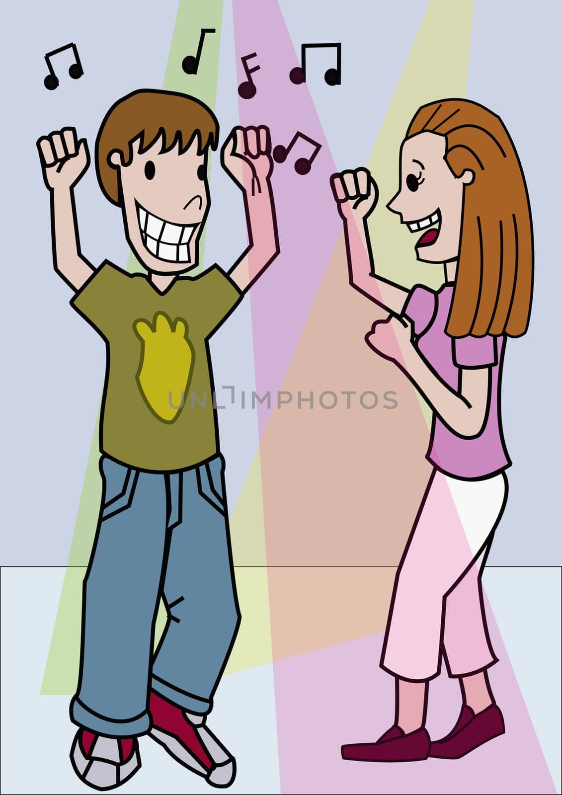 Boy and a girl dancing together