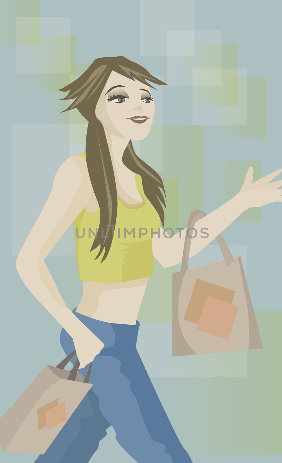 Woman walking with shopping bags