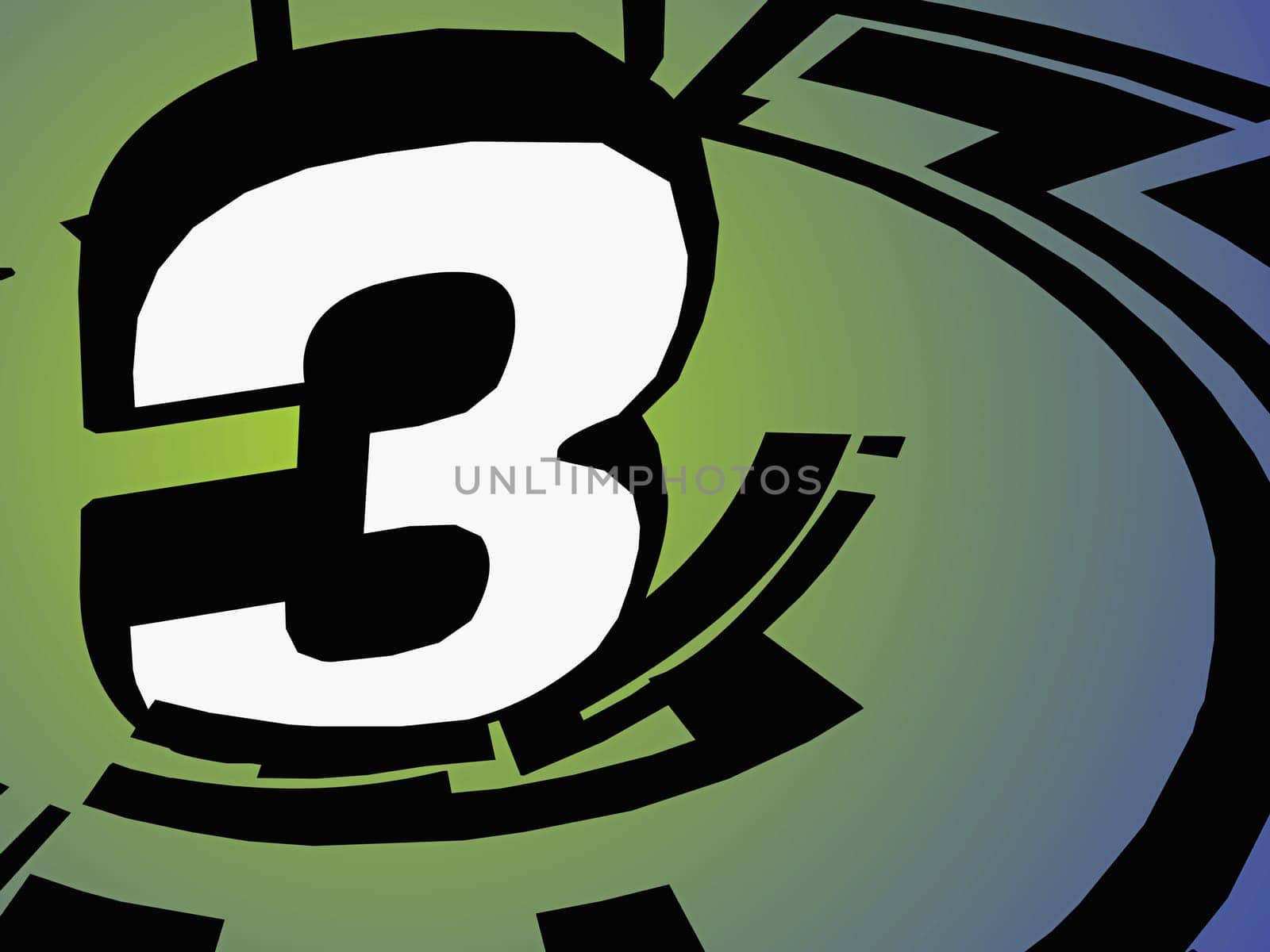 Number 3 on a green background