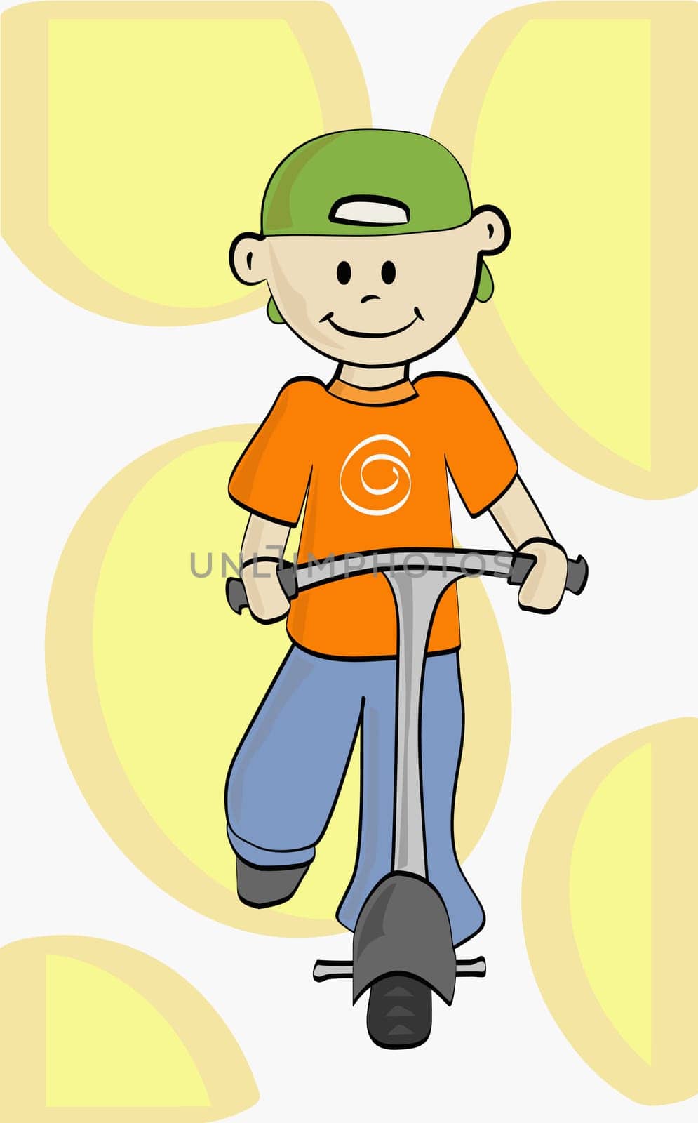 Boy playing with a push scooter