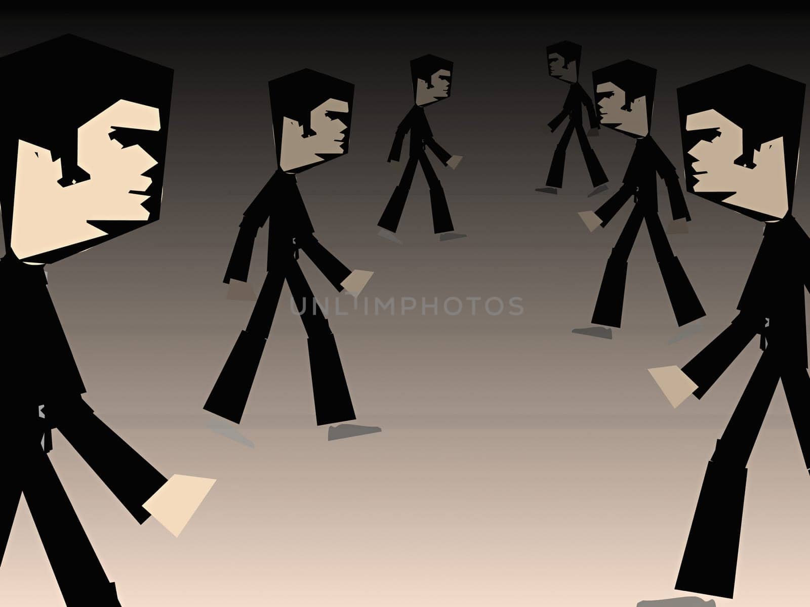 Group of men walking