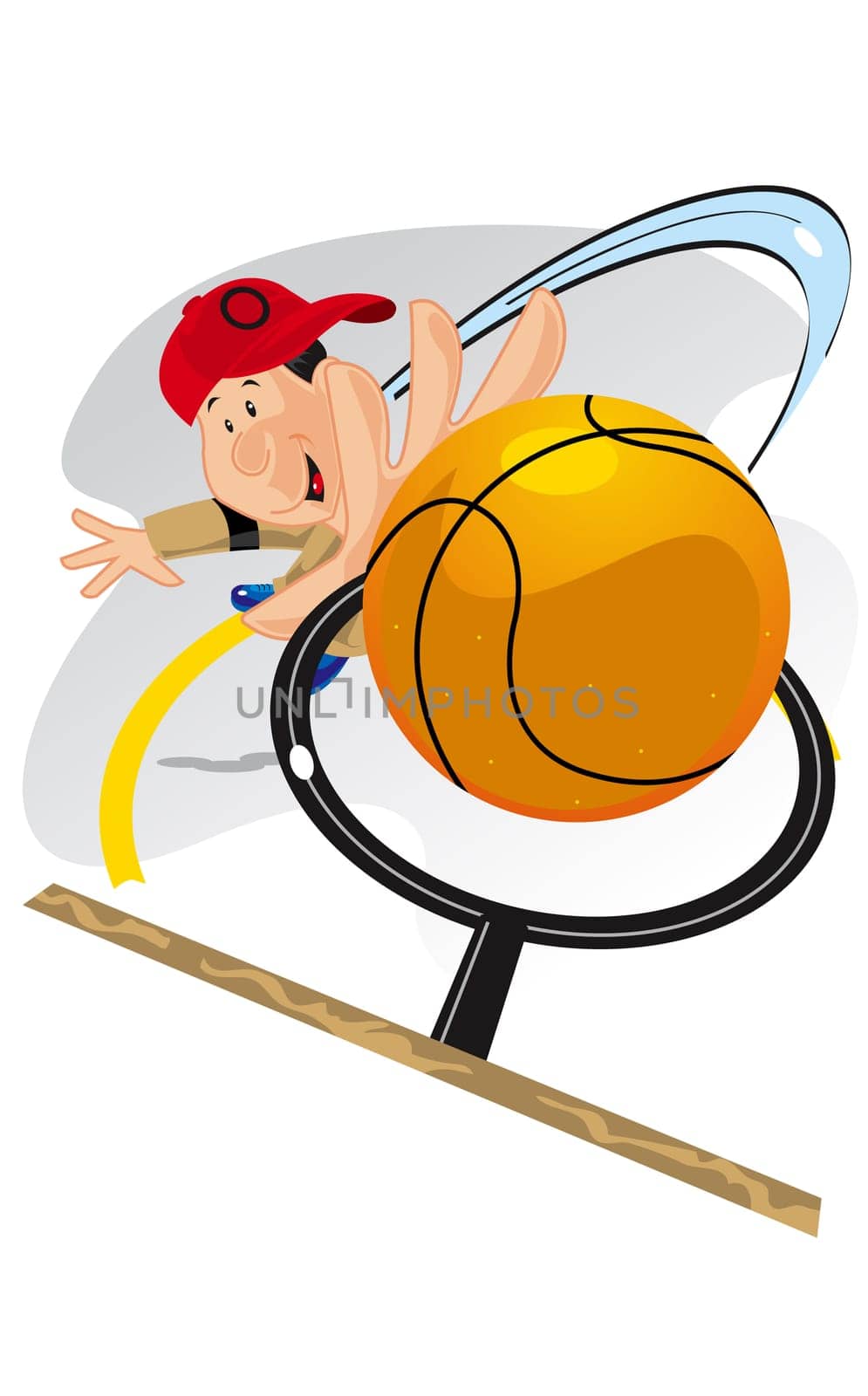 High angle view of a boy playing basketball