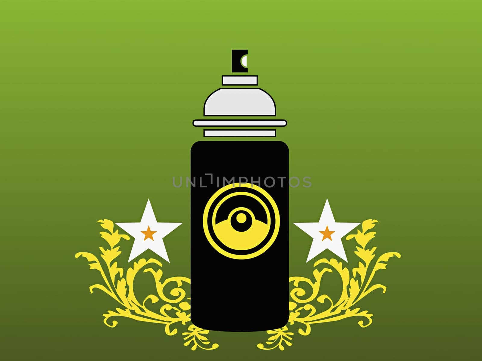 Perfume bottle on a green background