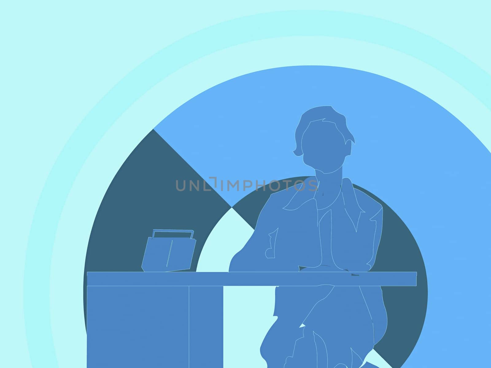 Woman sitting with a radio on the table in front of her