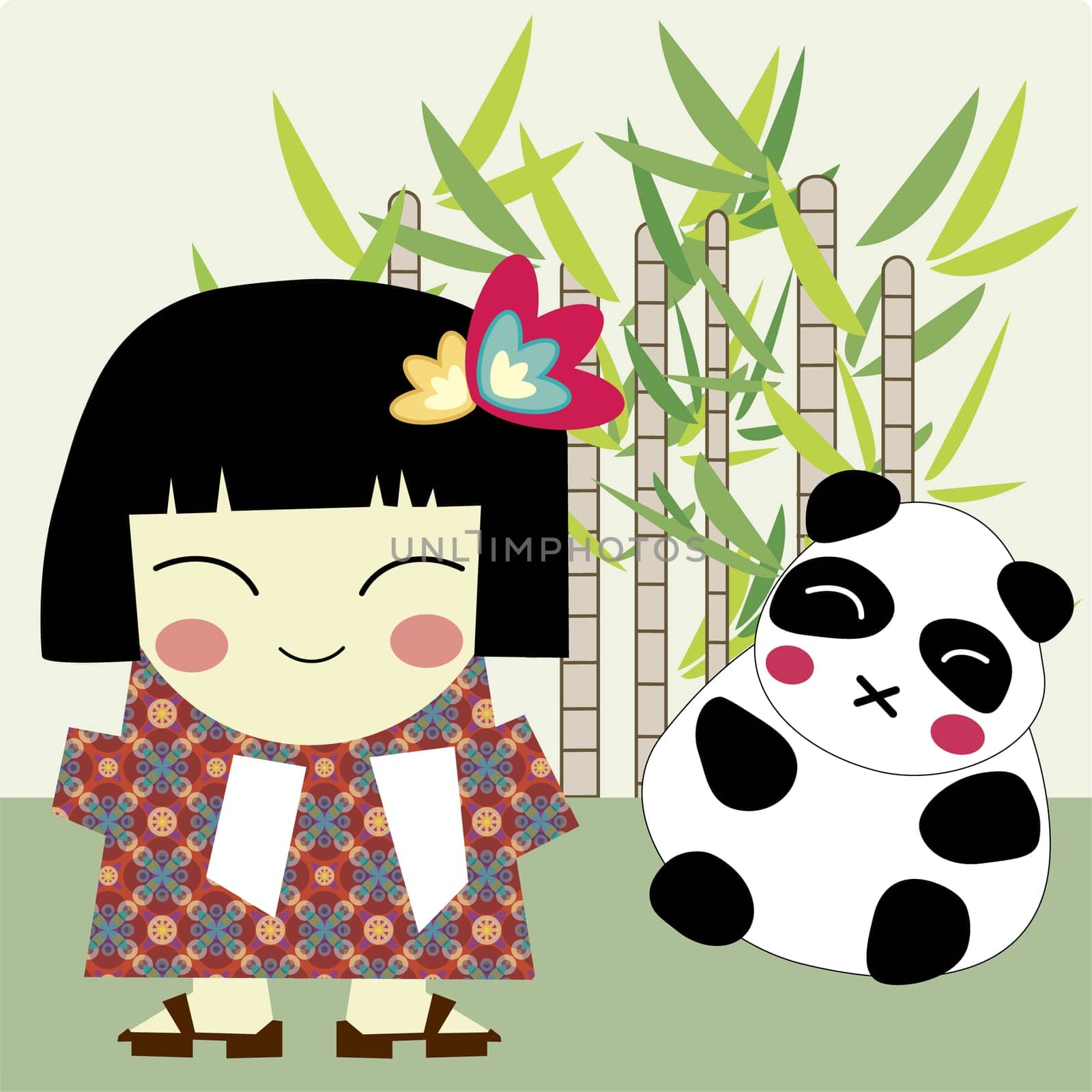 Girl standing besides a teddy bear