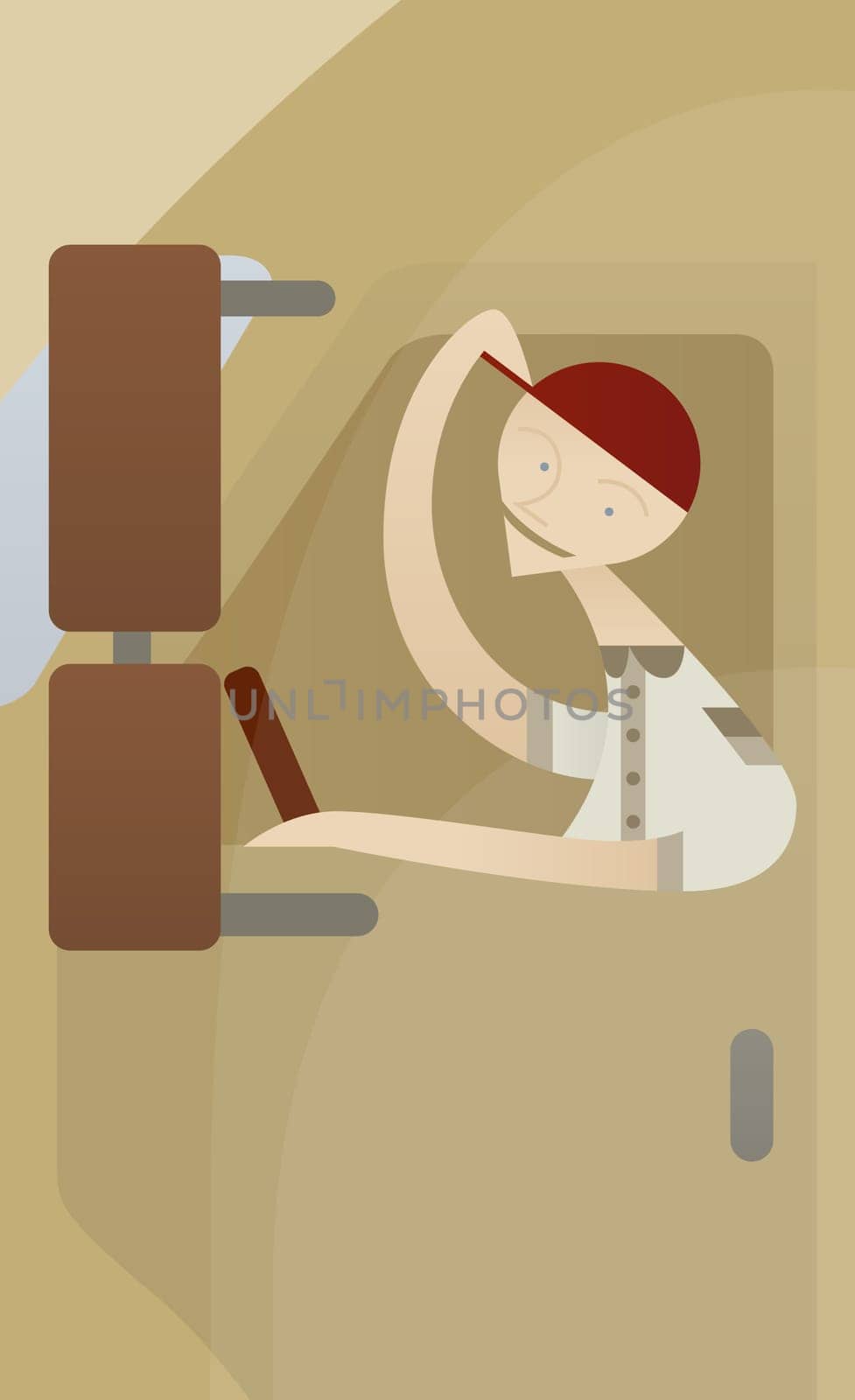 Side profile of a truck driver driving a truck