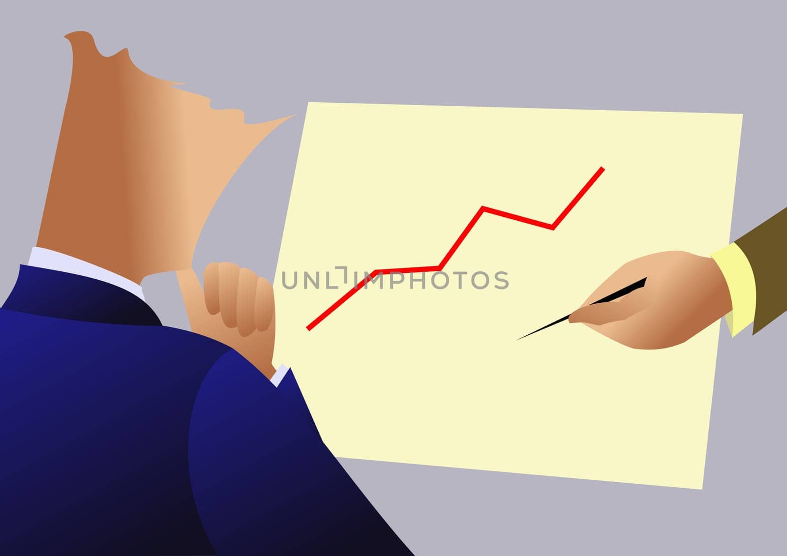 Rear view of a businessman looking at a bar graph