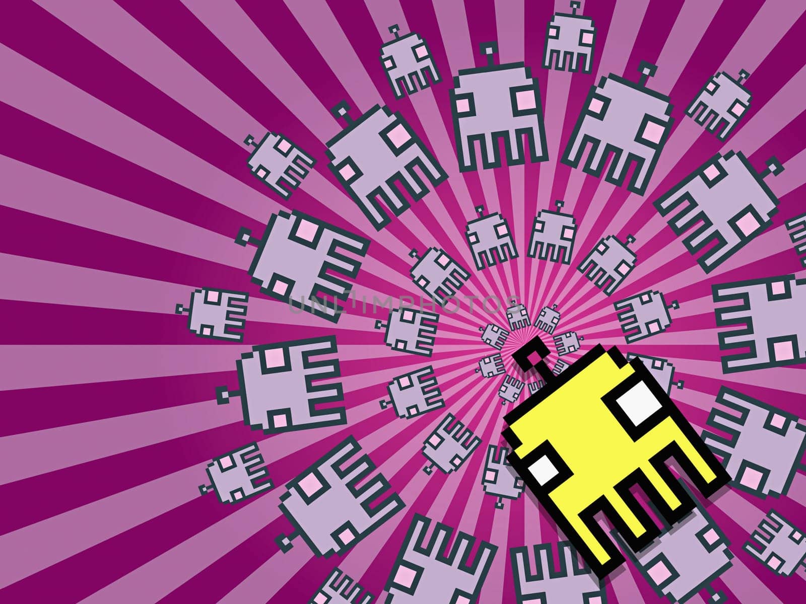 Concentric circular pattern on a pink background