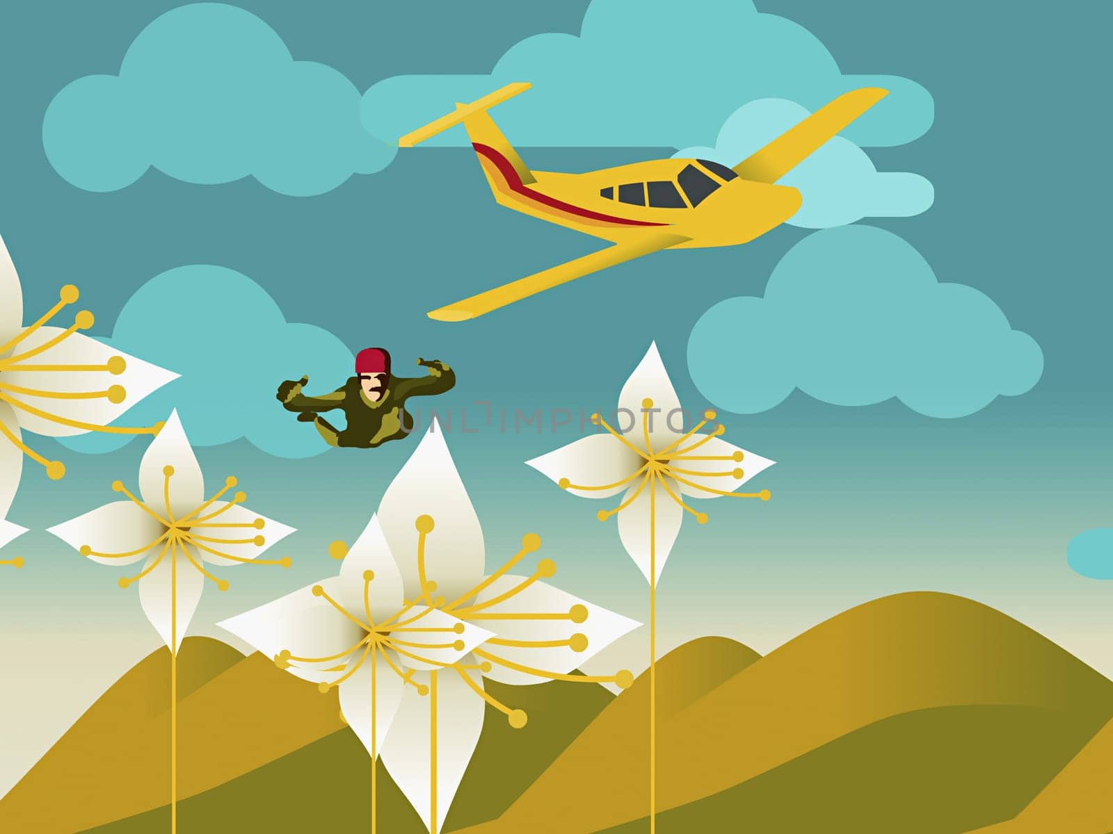 Skydiver jumping from an airplane