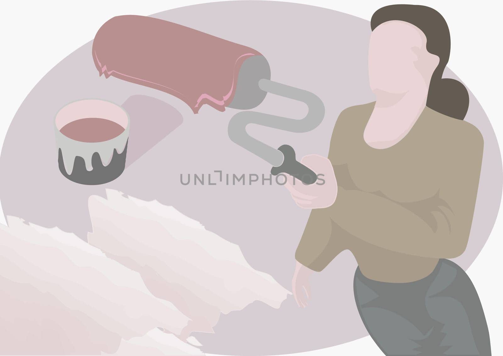 Woman holding a paint roller