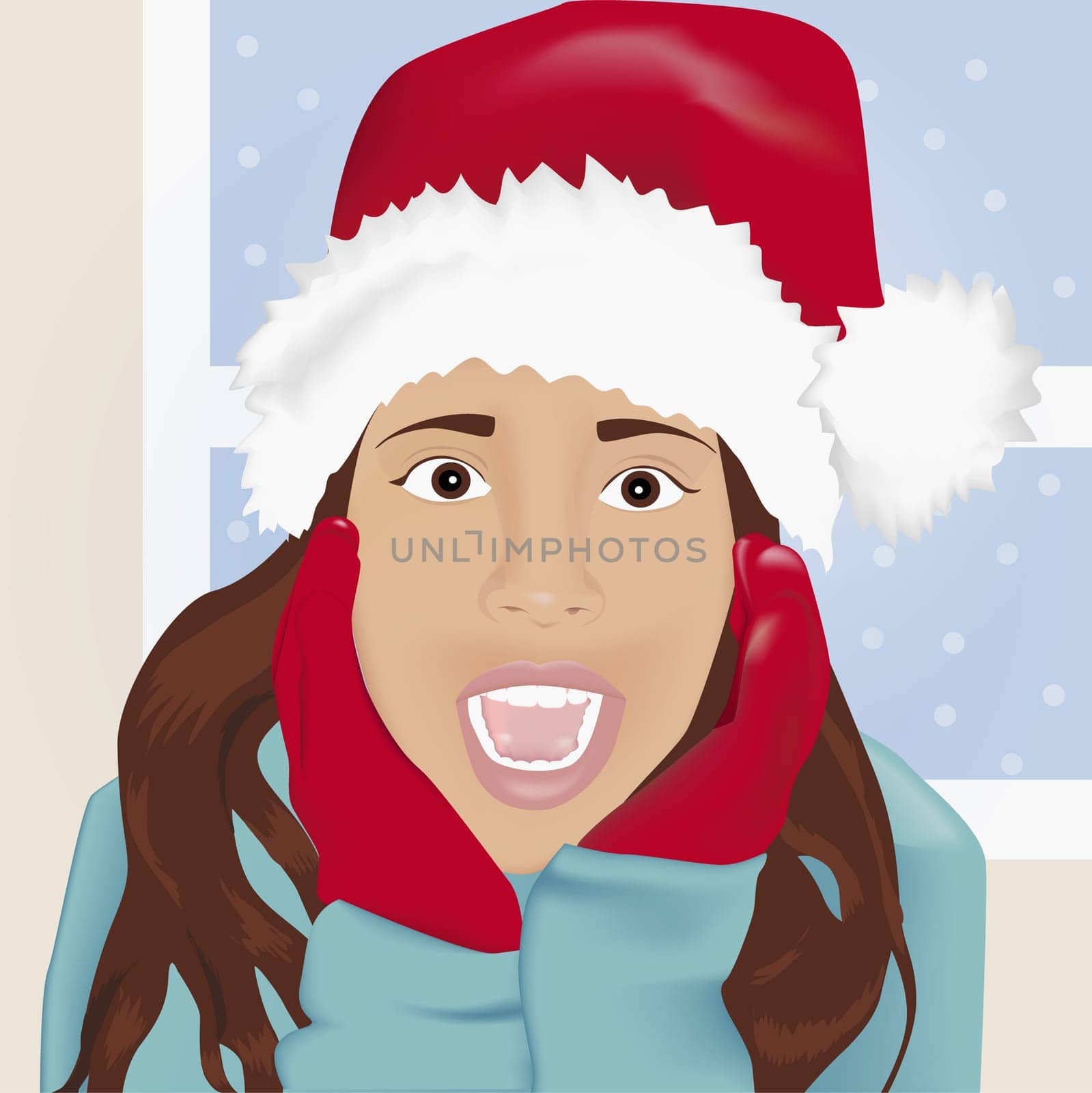 Woman wearing a Santa hat