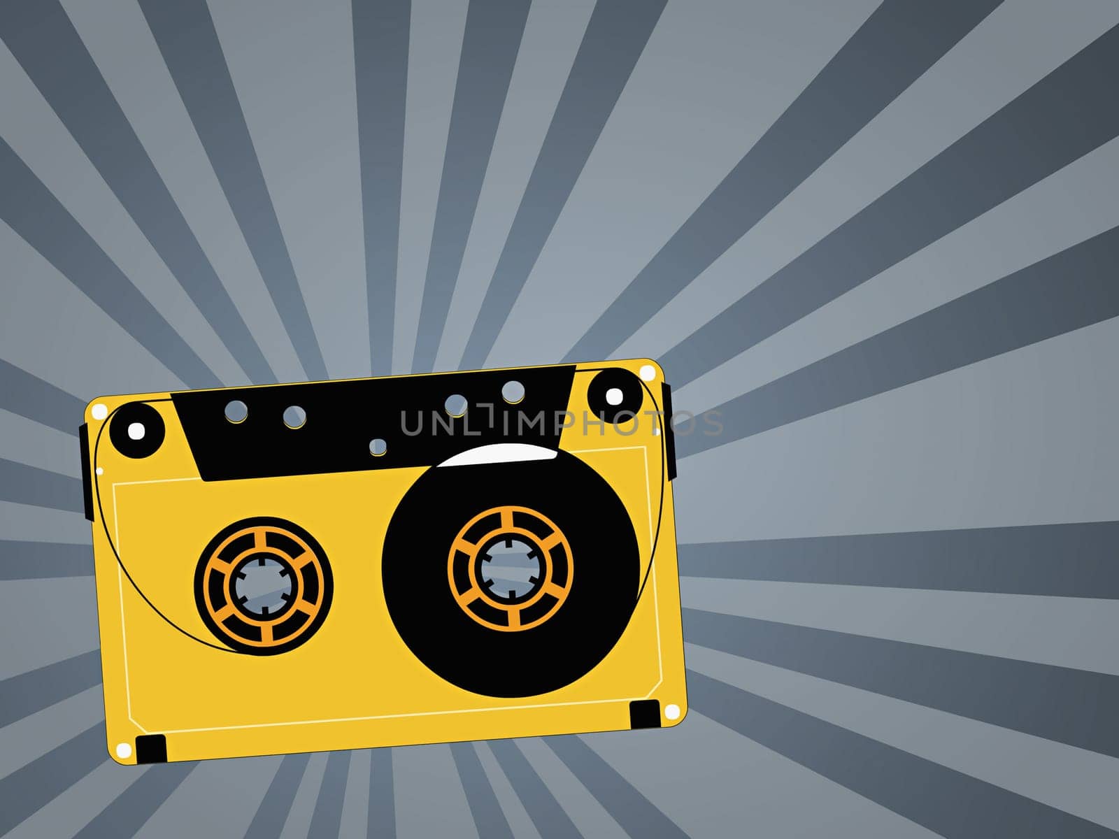 Audio cassette against a striped background