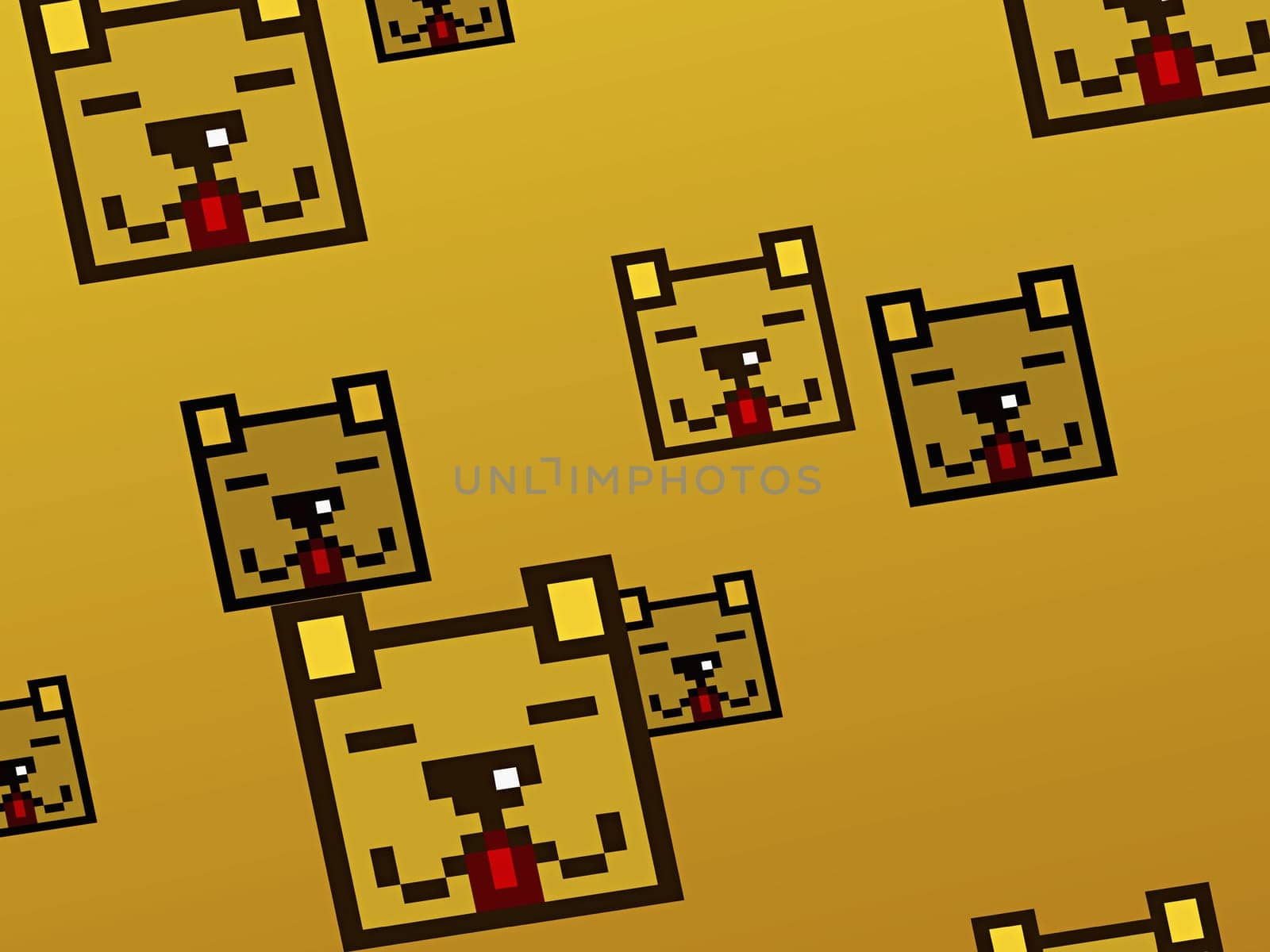 Dog's faces on a yellow background