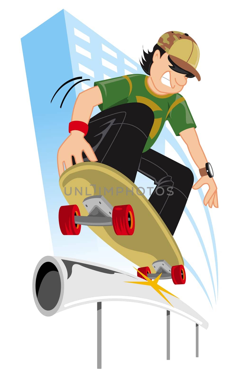 Low angle view of a boy skateboarding