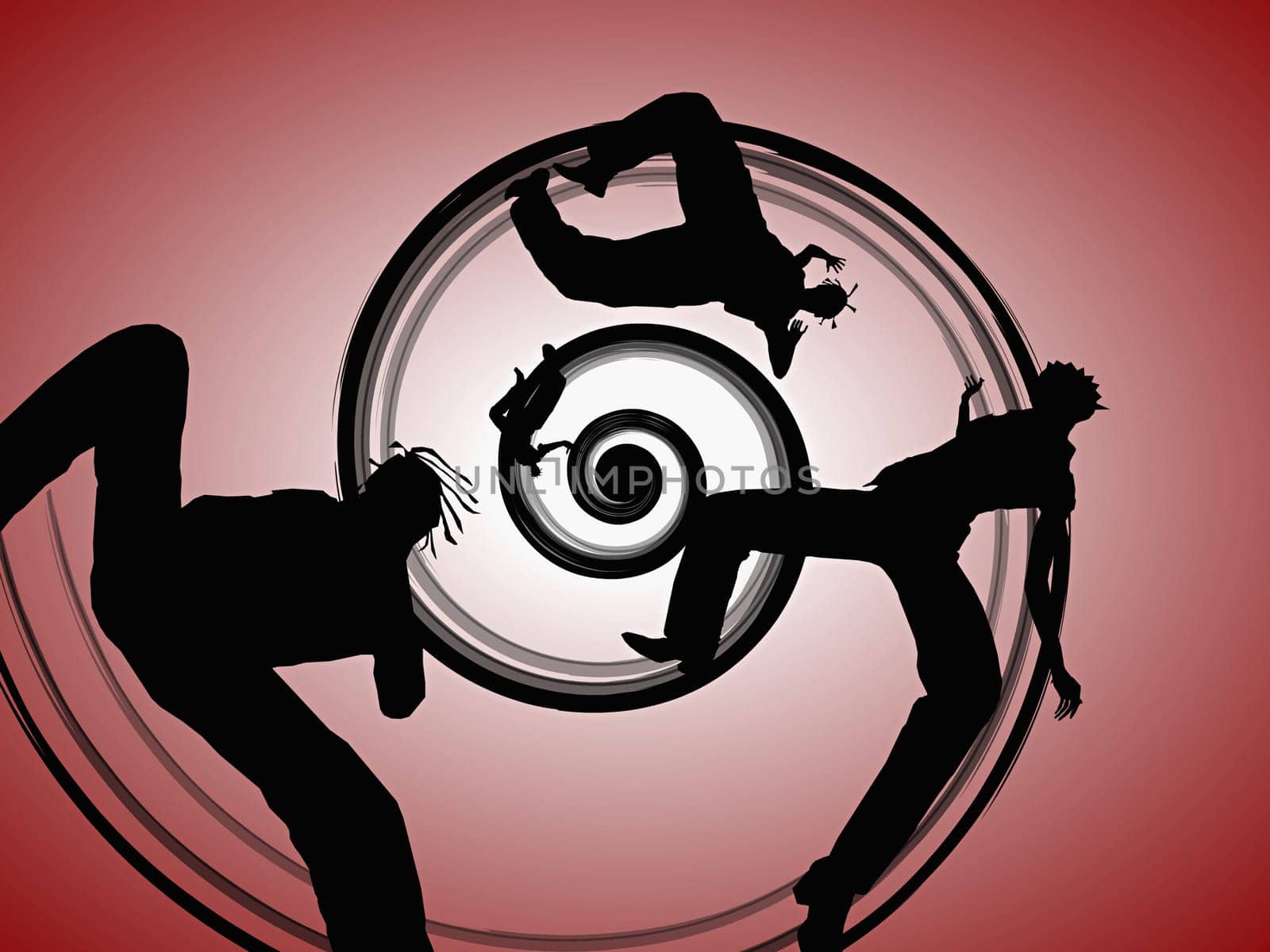 Four people in a vortex