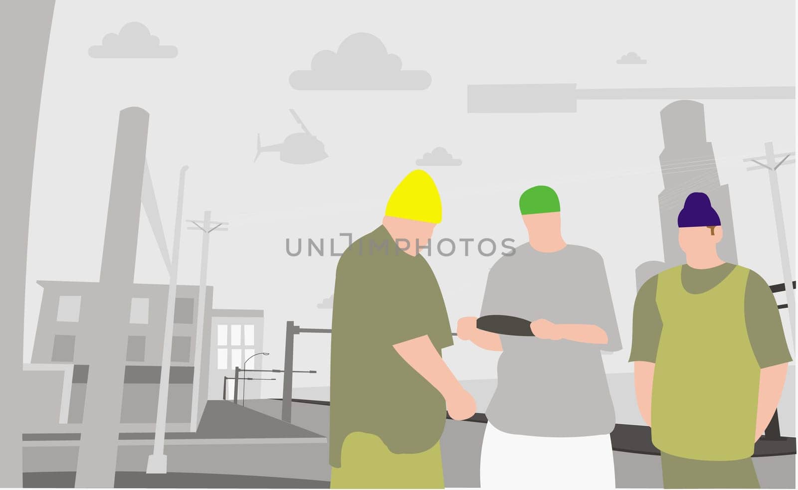 Three men standing together