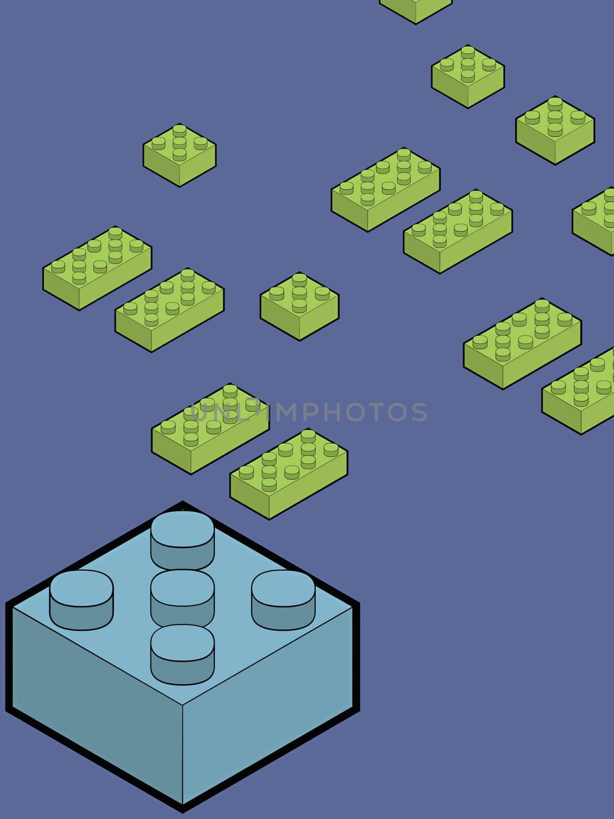 Plastic blocks on a colored background
