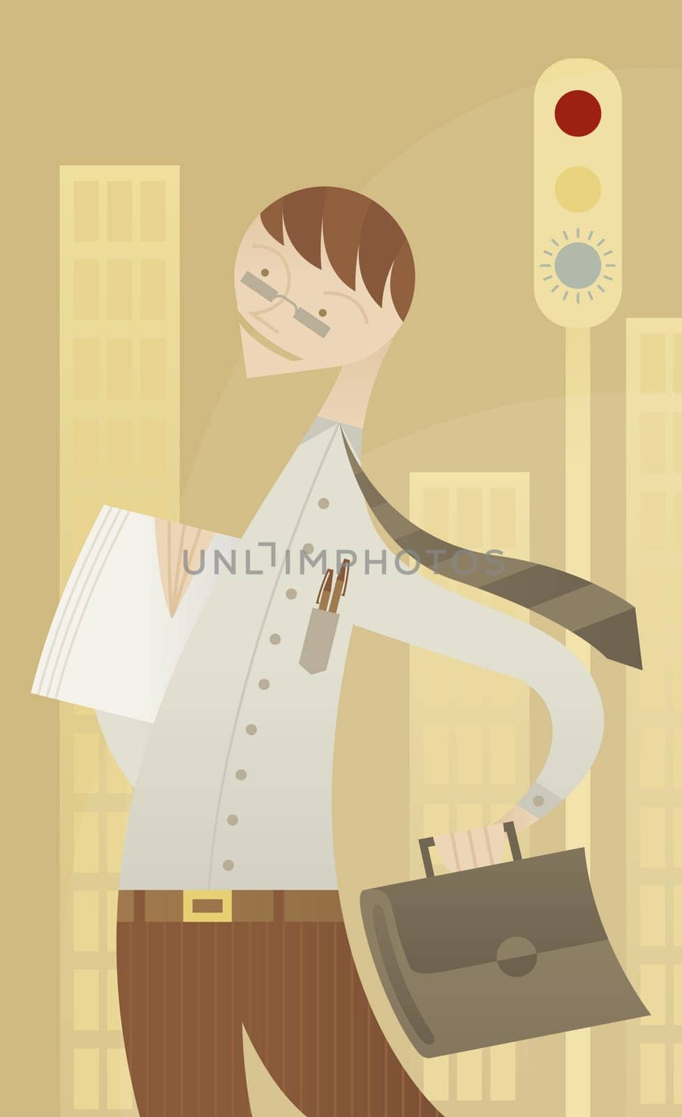 Close-up of a businessman standing near a traffic light