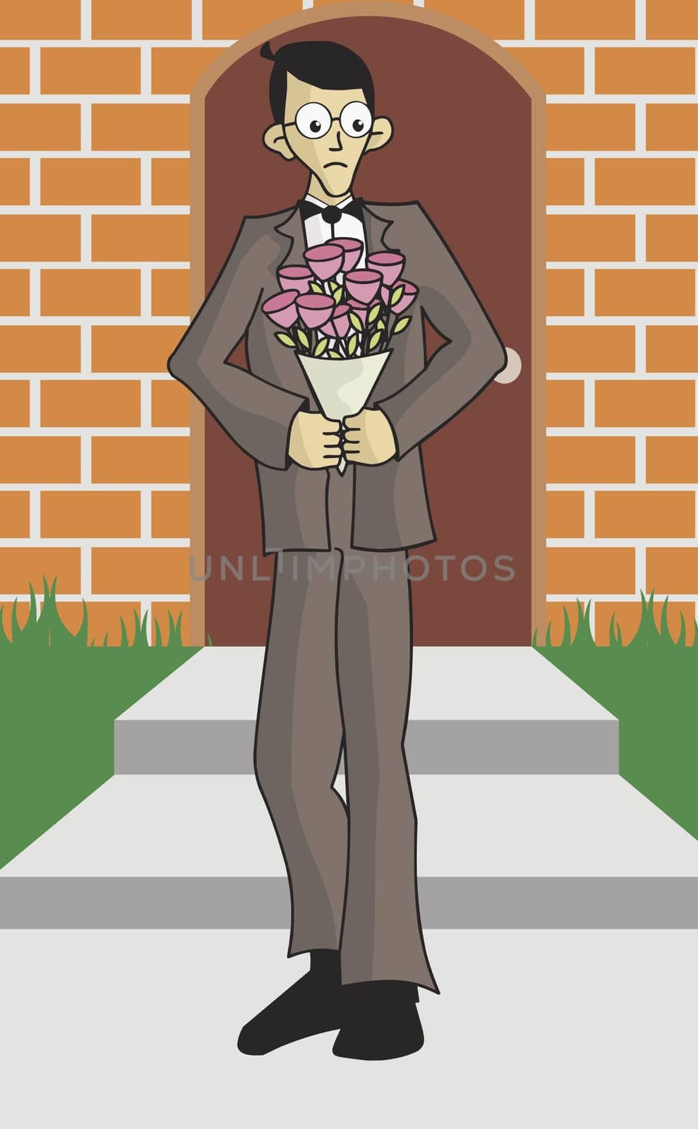 Man with a bouquet of flowers