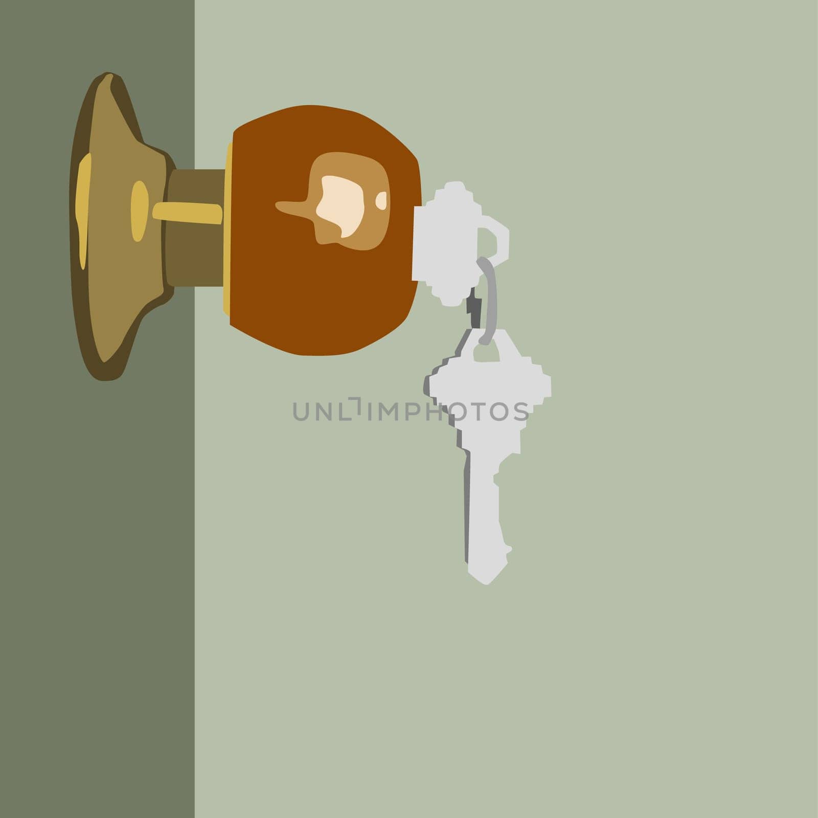 Close-up of keys in a door lock