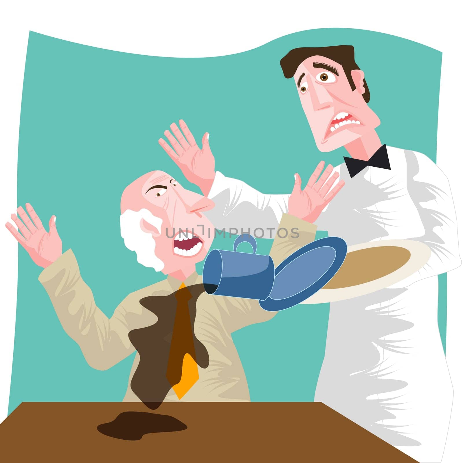 Senior man shouting at a waiter