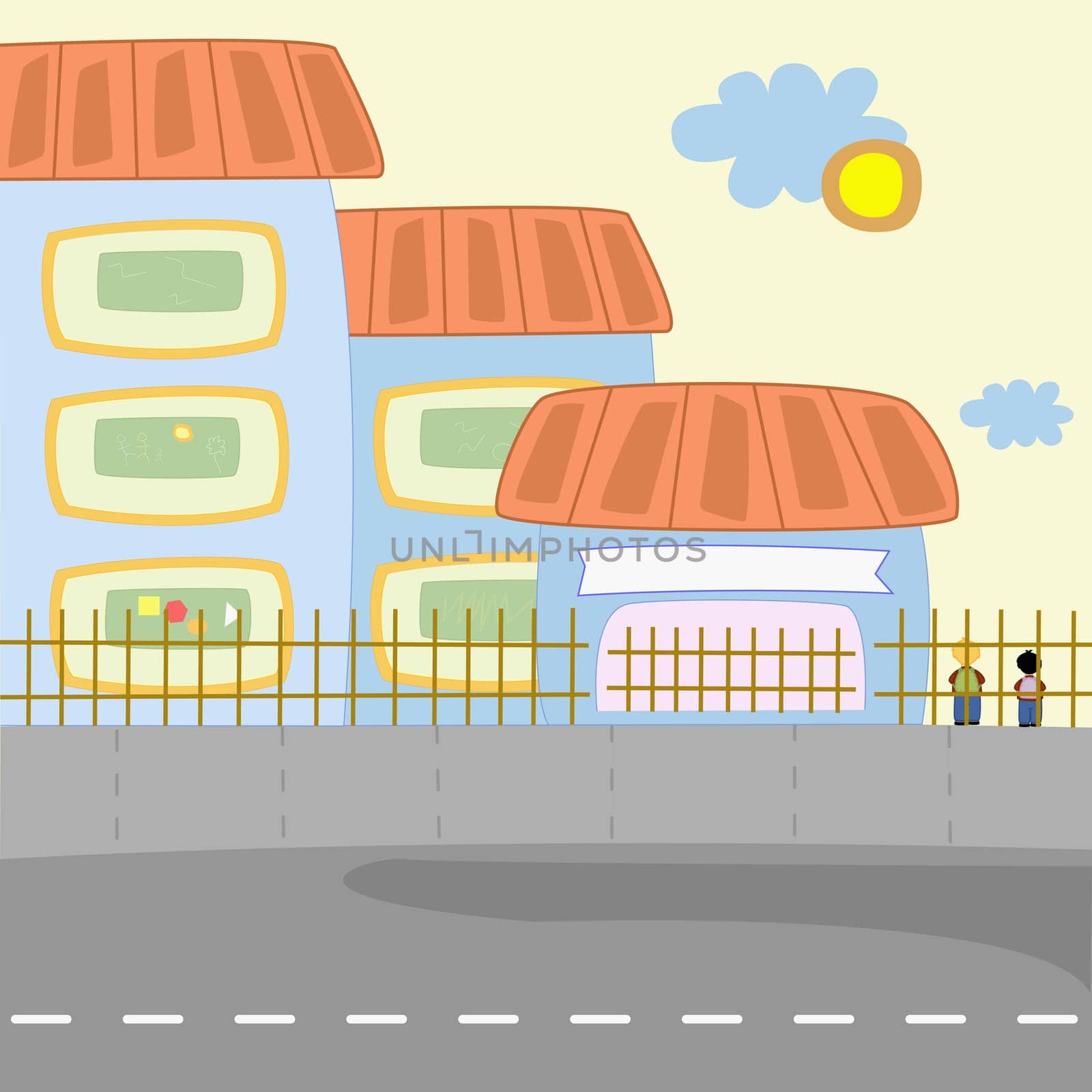 Houses along a road