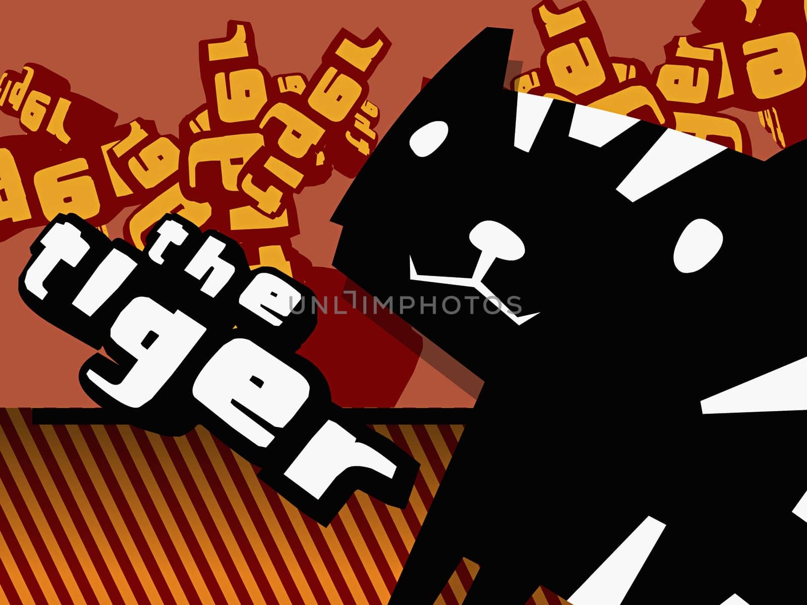 Close-up of a tiger with text