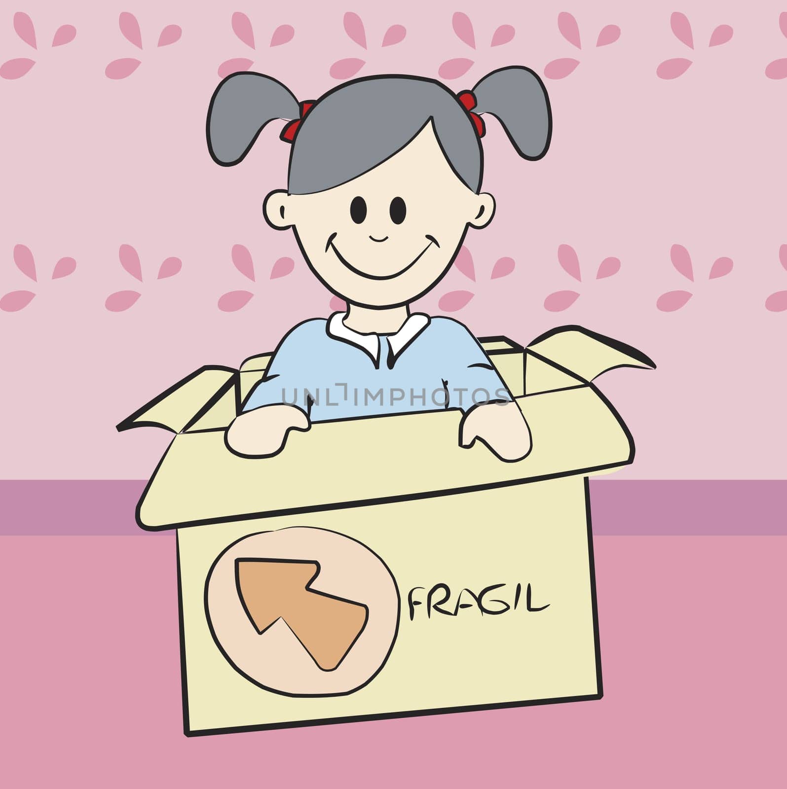 Girl in a cardboard box