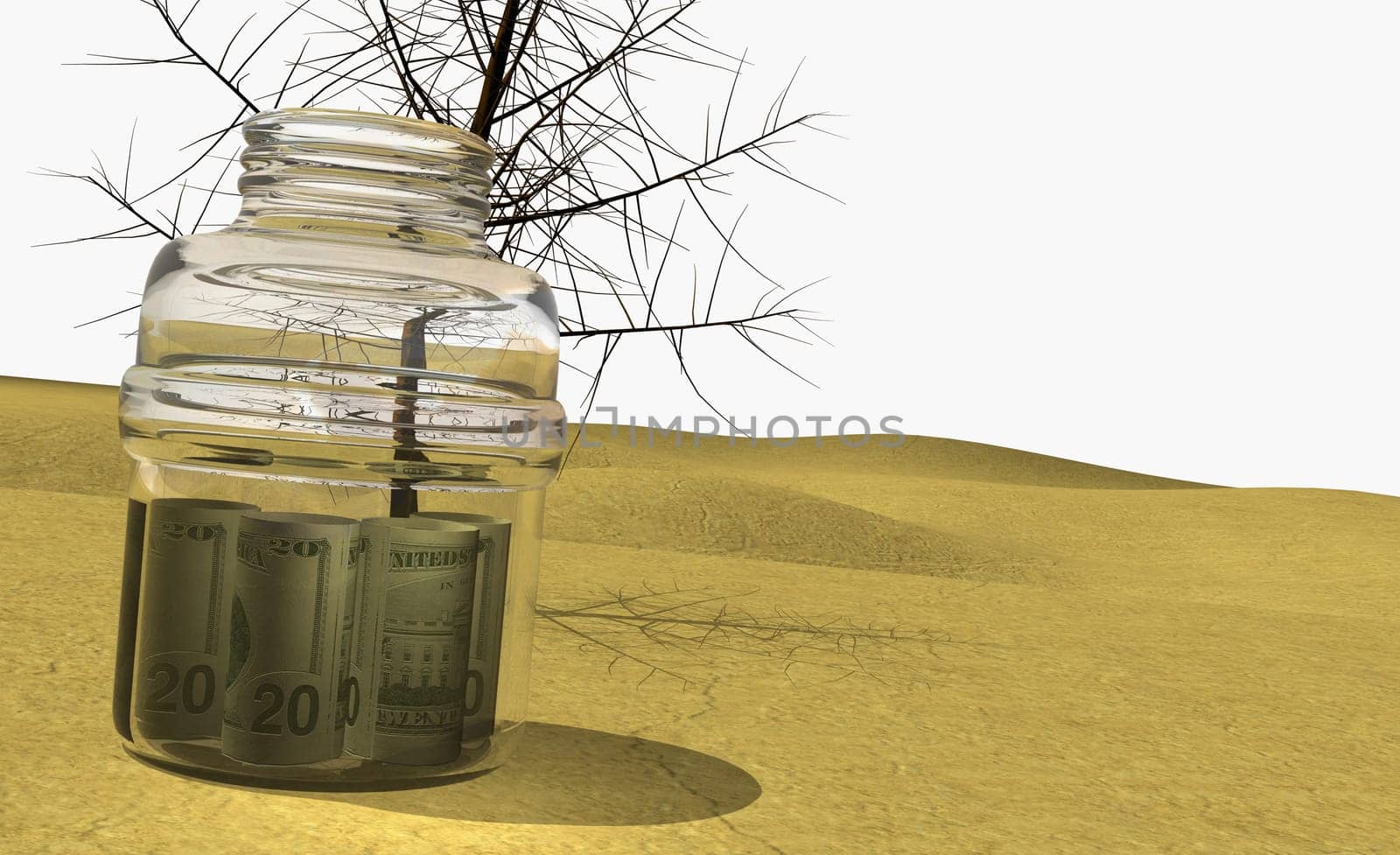 Close-up of paper currency in an open jar