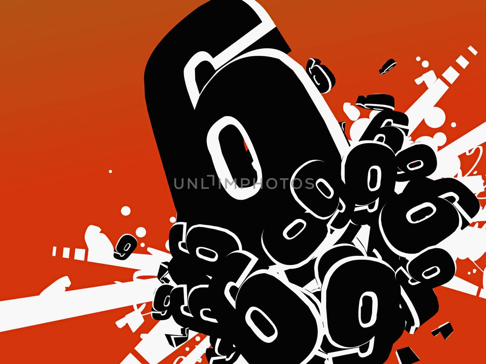 Numbers 6 on an orange background