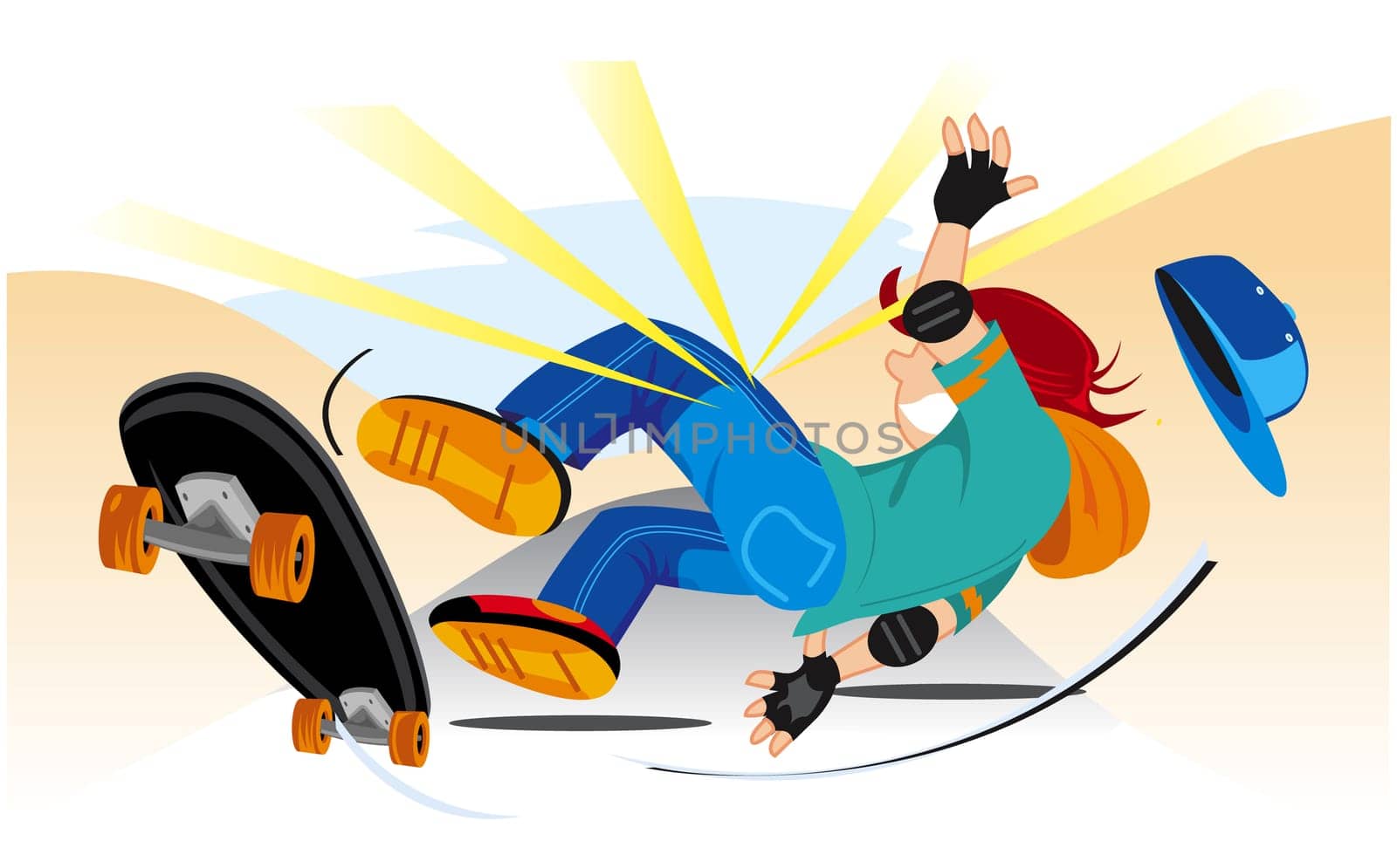 Boy falling off a skateboard